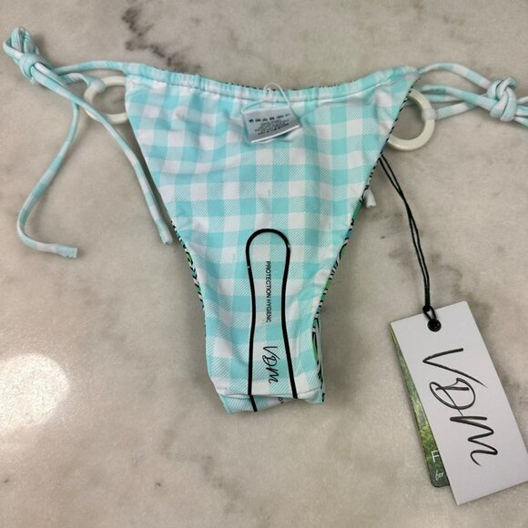 Revolve VDM Marley Reversible Ocean Swirl Blue Gingham Bikini Bottom XSmall - Picture 11 of 11